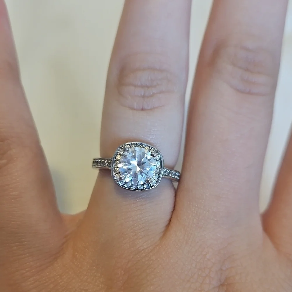 Silver Cubic Zirconia Halo Ring